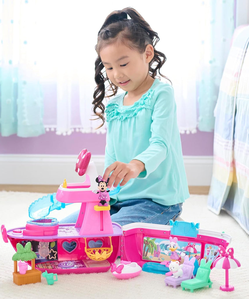 Just Play Minnie Mouse Bowdazzling Yacht Playset with Light and Sound Effects, 14 Pieces, Children's Toy from 3 Years