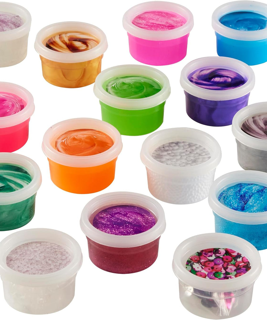 Cra-Z-Art Slimy Slimy Blends, 12 Colors of Super Stretchy Slime with 3 Fun Add-Ins, Non-Sticky, Long-Lasting Sensory Play Kit for Kids, Birthday Gift for 6+