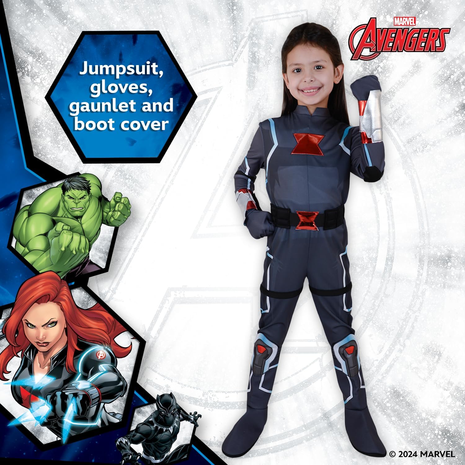 Party Centre Marvel Black Widow Classic Costume, Superhero Child Costume, Cosplay Dress Up, Large