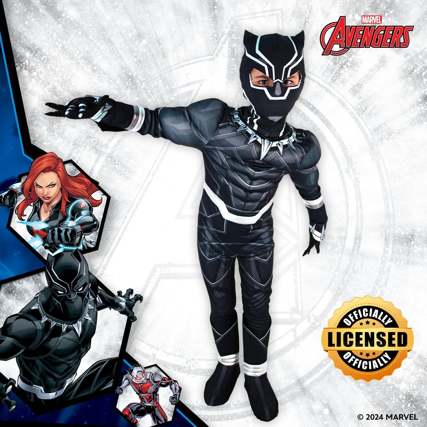 Party Centre Marvel Avengers Black Panther Deluxe Costume, 3-4 years