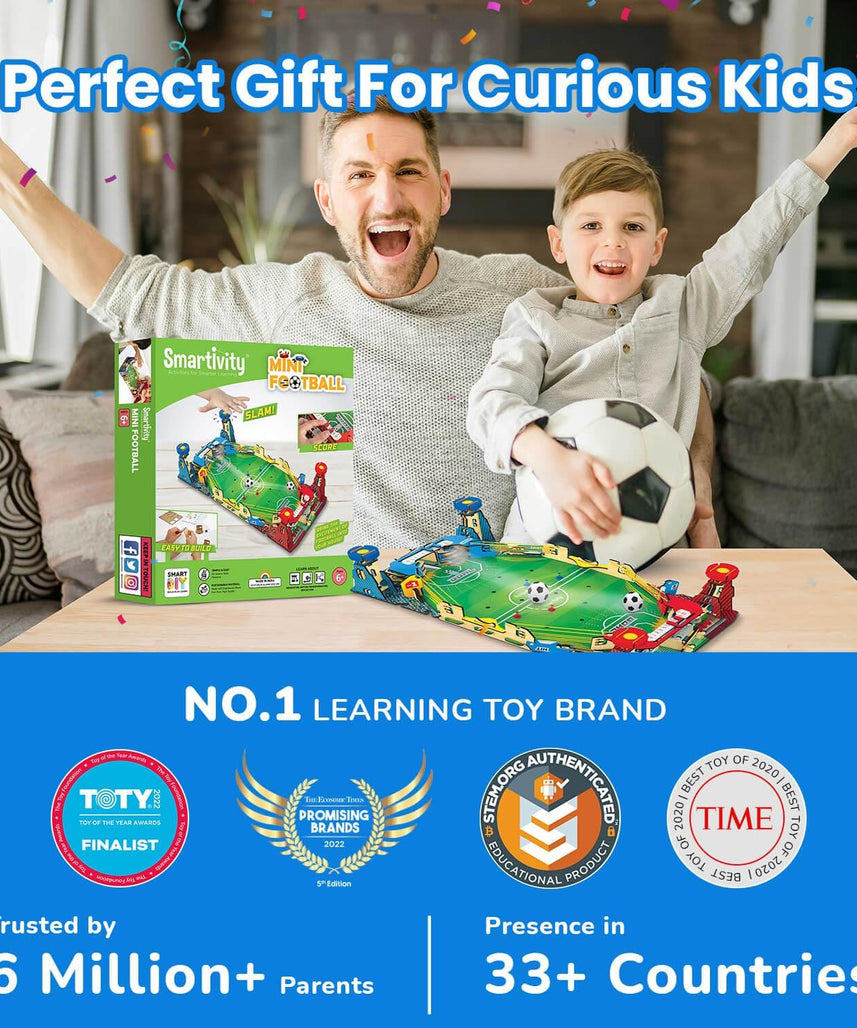Smartivity DIY Mini Football, Soccer Table Stem Educational Fun Miniature Game Toys For Age 8 To 14, Toy For Boys & Girls 8-10-12-14, Science Toy, Educational Based Activity Game, Made In India