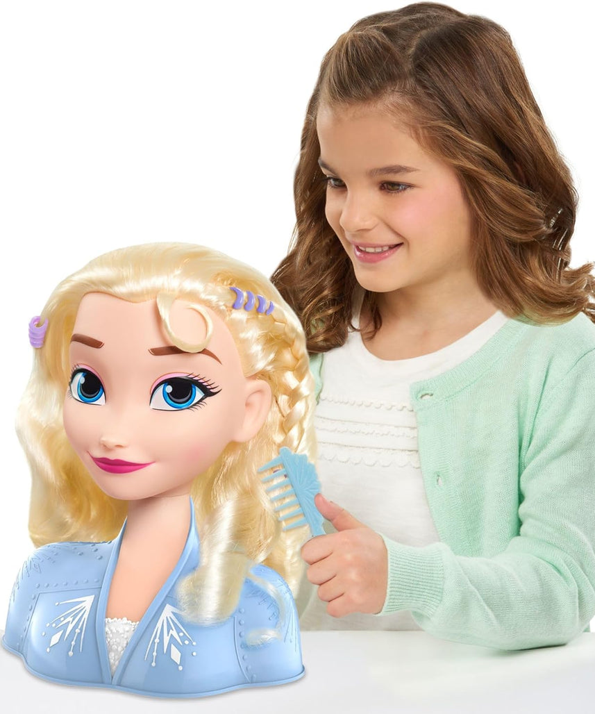 Disney Frozen 2 Elsa Styling Head, 14-Pieces, Hair Styling Doll for Kids, Ages 3+