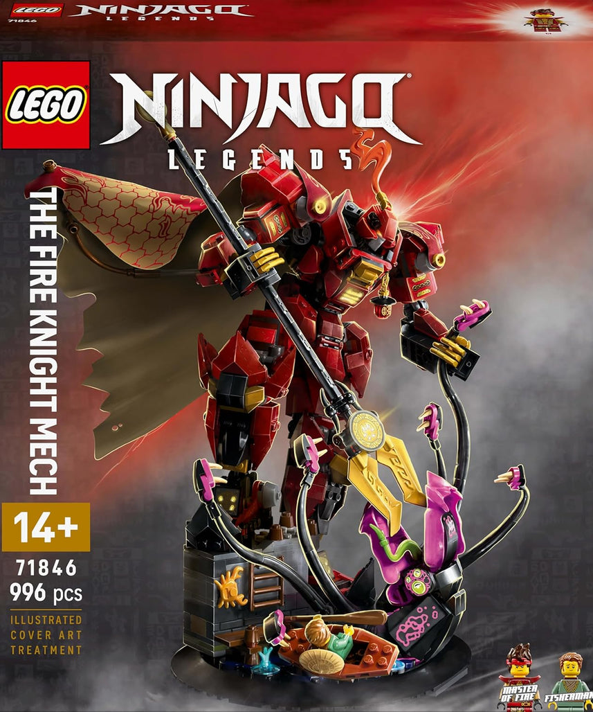 LEGO Ninjago The Fire Knight Mech Toy - Monstrosity Building Set with a Posable Figure, 2 Minifigures & a Sea Monster on a Display Stand - Birthday Gift for 14+ Year Old Boys and Teenagers - 71846