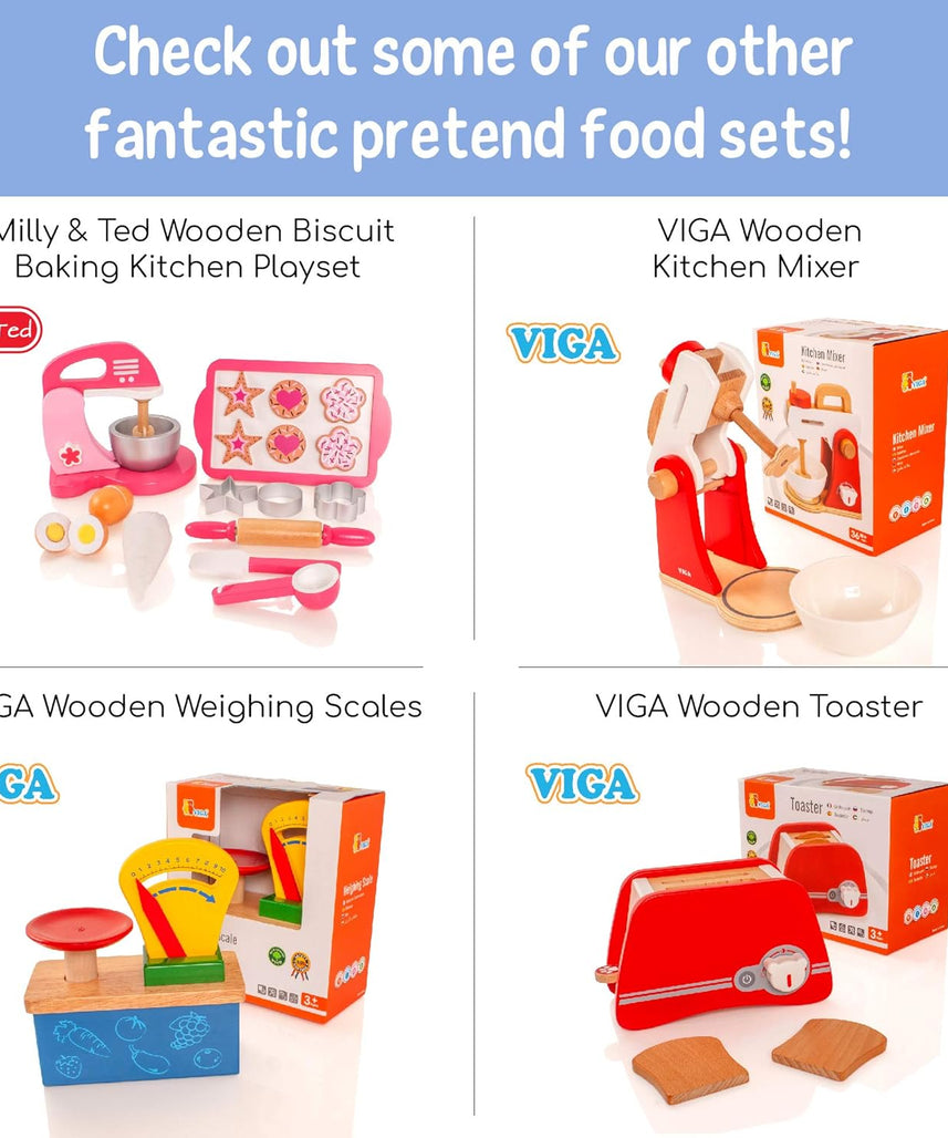 VIGA Pretend Play Wooden Coffee Maker for Toddlers, Role Play Educational Toy, Ages 3+