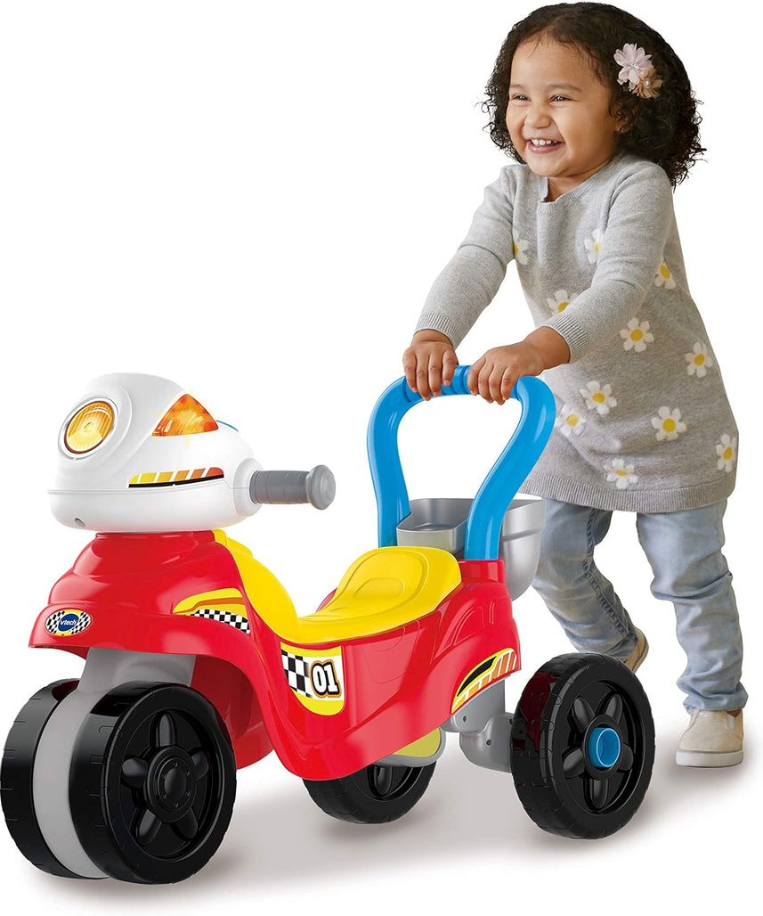 VTech 3-In-1 Ride with Me Motorbike, Baby Walker for Toddlers, Interactive Toy for Sensory Play, Educational Learning Games with Music, Ride On Toys for Role-Play, Suitable for 12 Months +