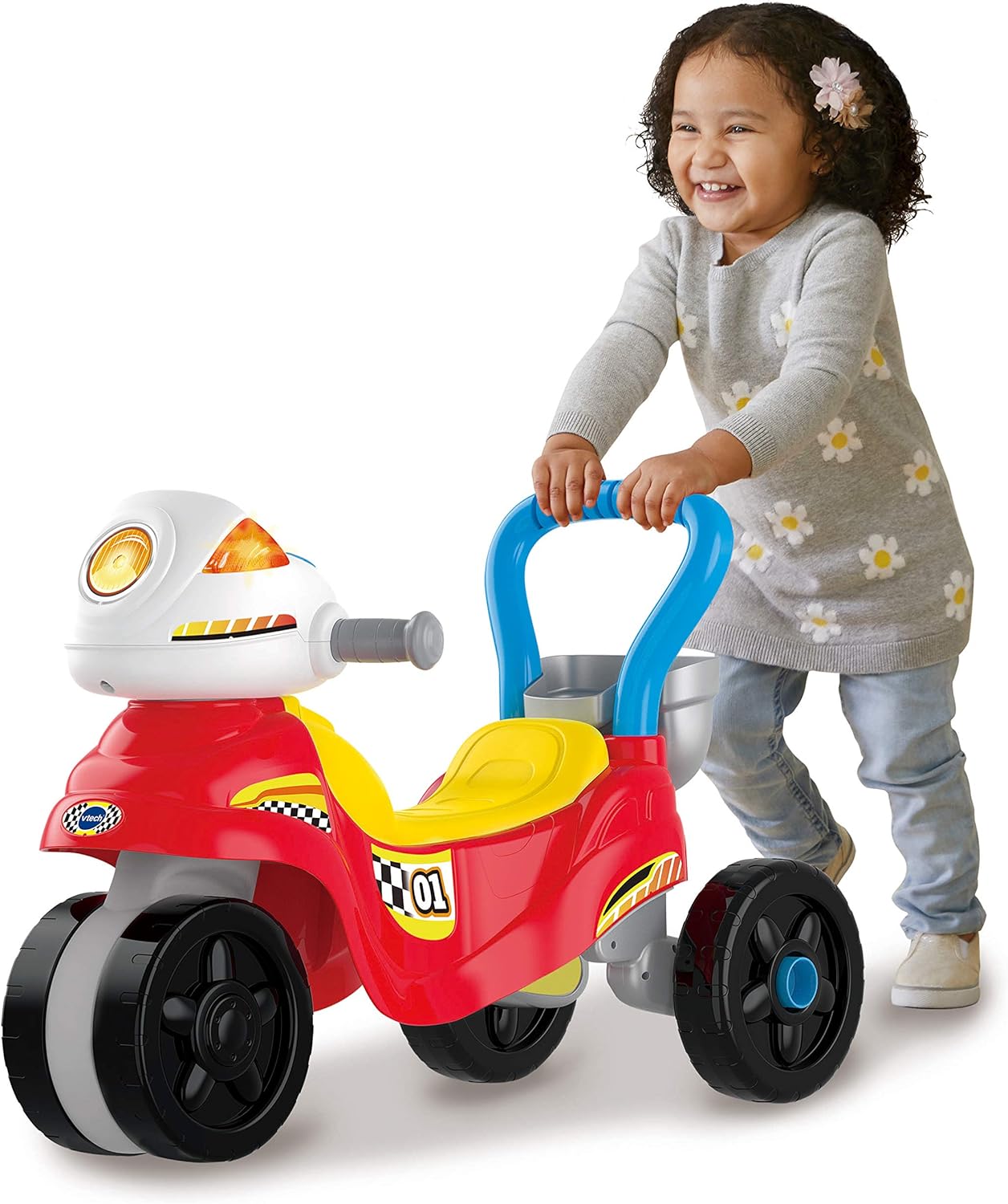 VTech 3-In-1 Ride with Me Motorbike, Baby Walker for Toddlers, Interactive Toy for Sensory Play, Educational Learning Games with Music, Ride On Toys for Role-Play, Suitable for 12 Months +