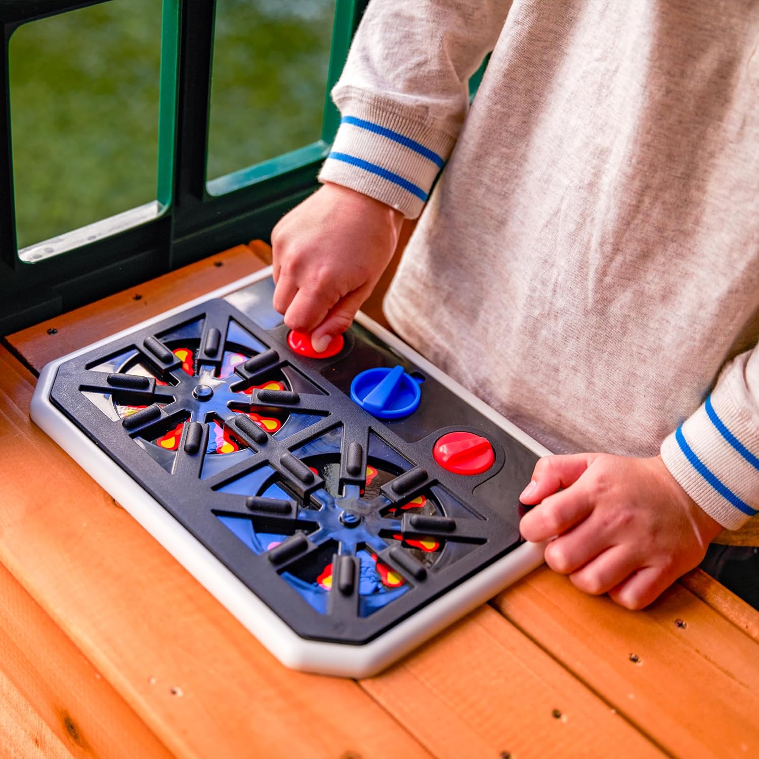 KidKraft Falcon Ridge Wooden Swing Set / Playset – Outdoor Playhouse with Slides, Swings, Rock Wall, Clubhouse, and Deluxe Kitchen for Kids Age 3-10 Years