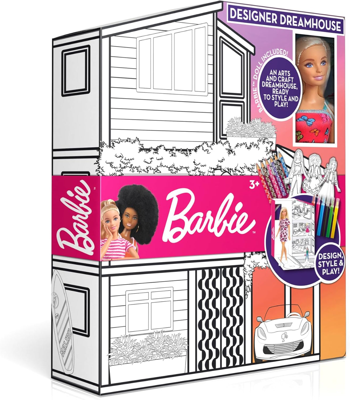 Barbie Designer Dreamhouse Craft Playset with Barbie Doll, Coloring & Styling Kit, Creative Arts & Crafts Toy, Ages 3+