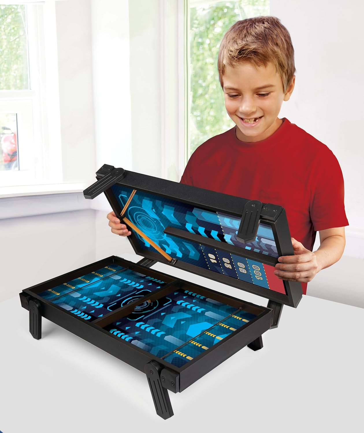 Ambassador 2 in 1 Sling Hockey and Rebound Shuffleboard Game for Kids 6+ Years, 2 Player Tabletop Action Game