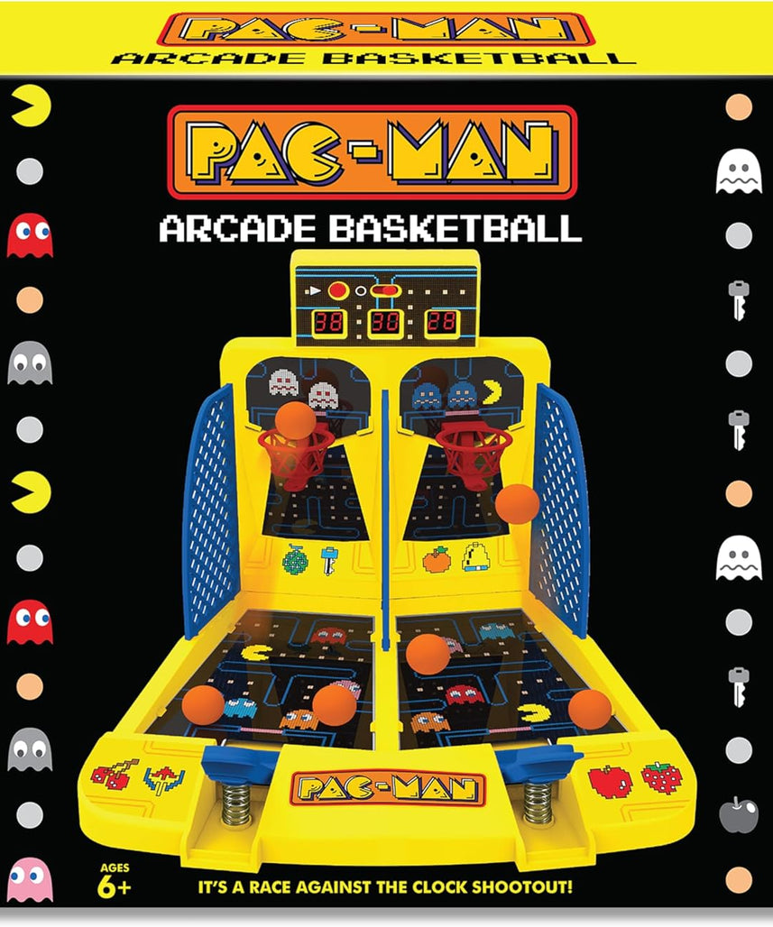 PAC-Man Electronic Arcade Basketball – 1 or 2 Player Table Game with Automatic Score, Official Sounds and Spring Launcher – Bonus Mode – Collector Game – Ages 6 and Above – Retrogaming Fans
