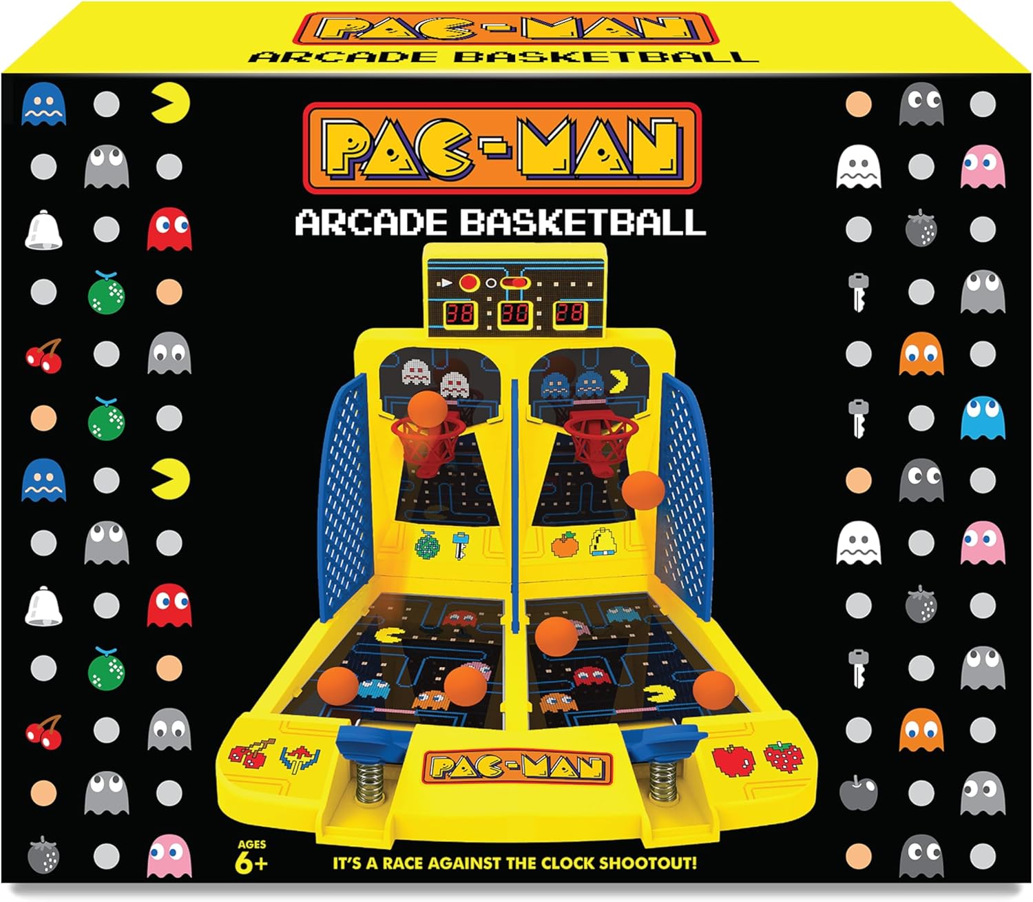 PAC-Man Electronic Arcade Basketball – 1 or 2 Player Table Game with Automatic Score, Official Sounds and Spring Launcher – Bonus Mode – Collector Game – Ages 6 and Above – Retrogaming Fans