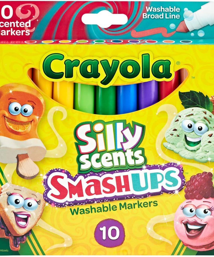 CRAYOLA 10 Ct Silly Scents Smash Ups, Broad Line Washable Markers