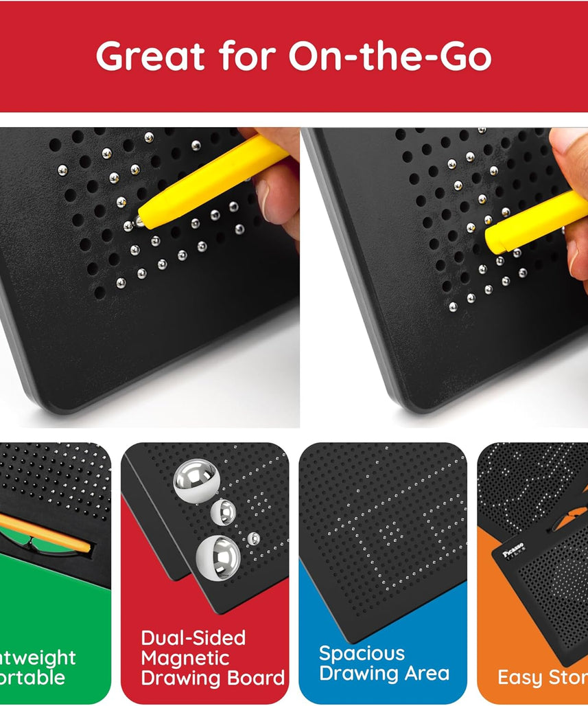 PicassoTiles 2-in-1 Double-Sided Magnetic Drawing Board Lower Case Alphabet Letter and Free Style Writing Reading Playboard 12x10 inch Large Magnet Tablet Pad Open-Ended STEAM Learning Playset PTB04