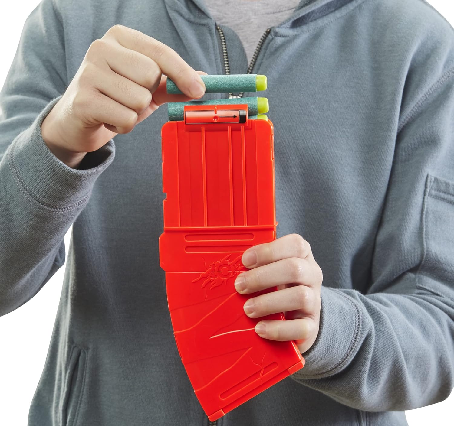 مسدس سهام نيرف دينو سكواد ريكس-رامبيج الآلي، مشبك سهام بعشرة سهام، ٢٠ سهم نيرف رسمي، تخزين لعشرة سهام، تصميم ديناصور تي ريكس، متعدد الألوان