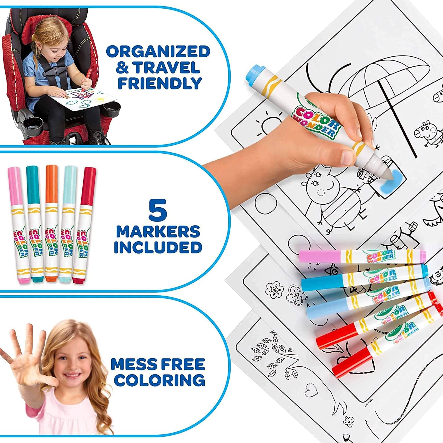 CRAYOLA - Color Wonder Colour Set Without Stain, Creative Activity from Home, Age 3,4,5 Years