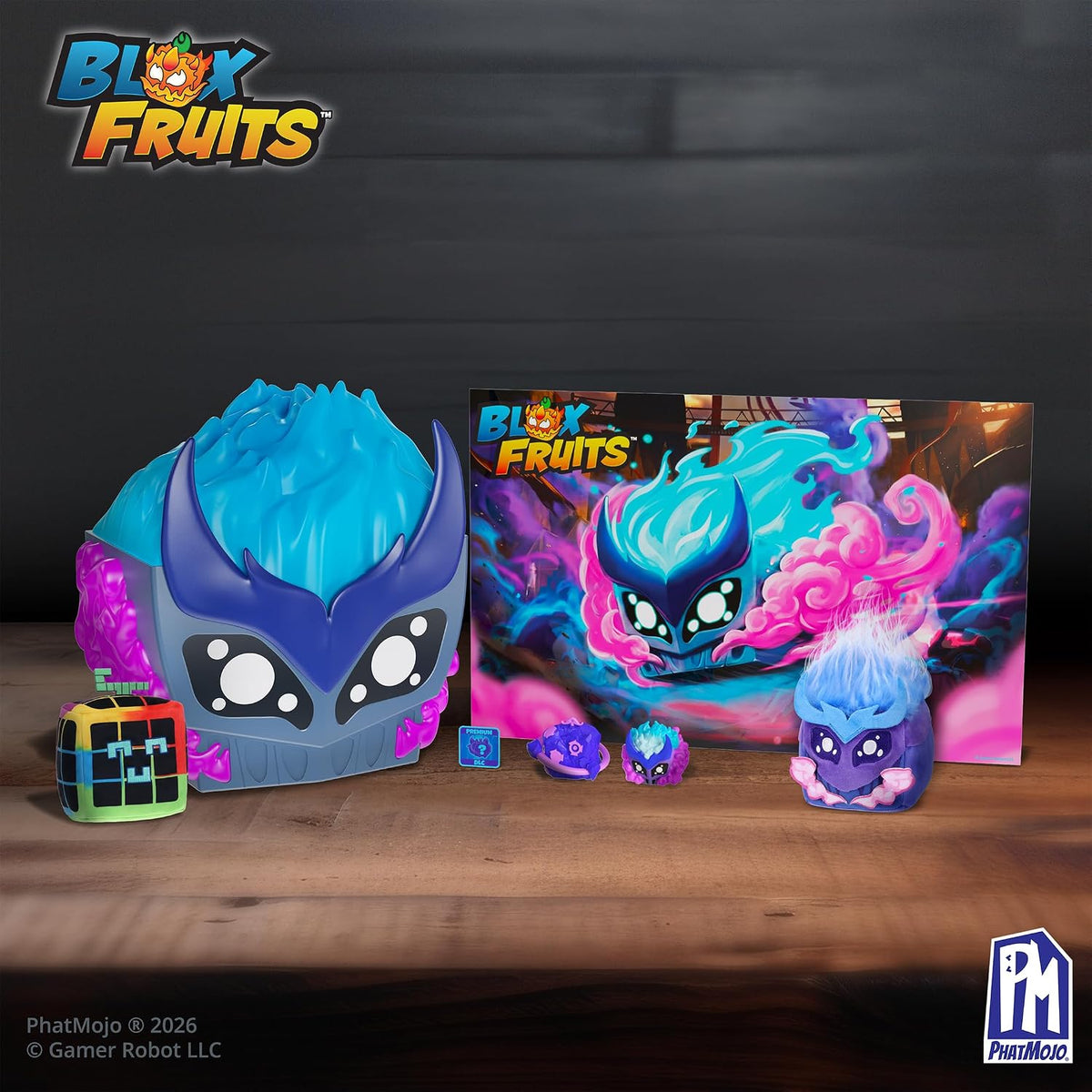 Blox Fruits Gas Collector Bundle, Gas Fruit Storage Case with 2 Minifigures, 2 Soft 4-Inch Plush Characters, Collector Poster and Premium DLC Code, Official Blox Fruits Merchandise, 6+ Years