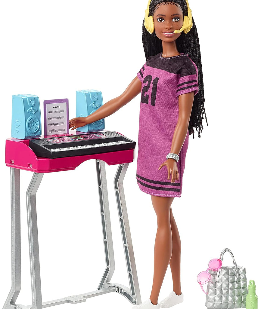 Barbie Big City Big Dreams Brooklyn Roberts Doll Music Studio Playset with Keyboard Accessories for Kids Ages 3 and Up
