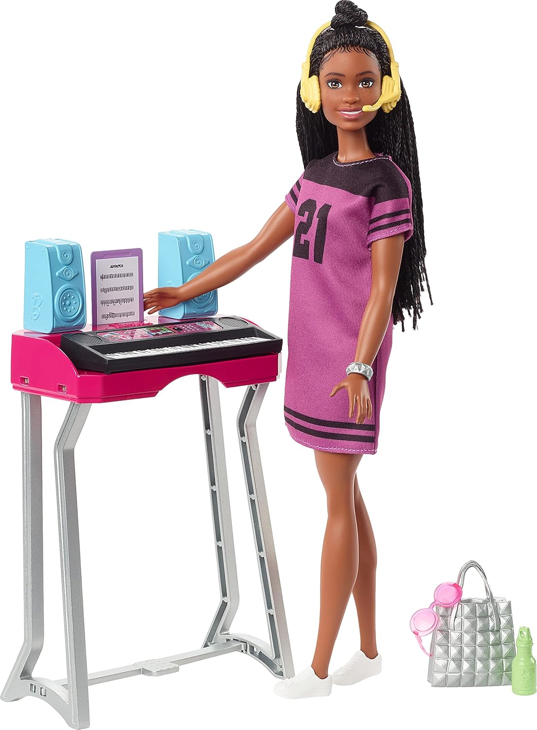 Barbie Big City Big Dreams Brooklyn Roberts Doll Music Studio Playset with Keyboard Accessories for Kids Ages 3 and Up