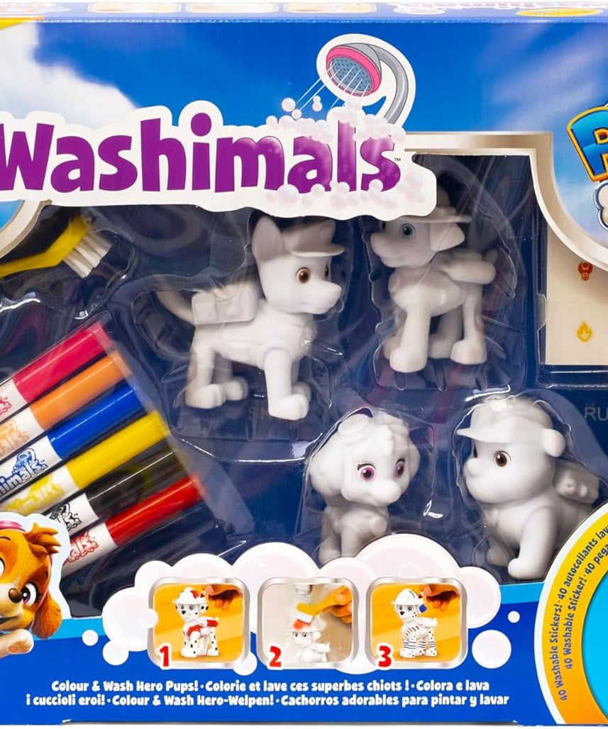CRAYOLA - Washimals Paw Patrol Activity Set with 4 Puppies, 6 Washable Markers, 40 Stickers and Brush, Toy and Gift for Children, from 3 Years