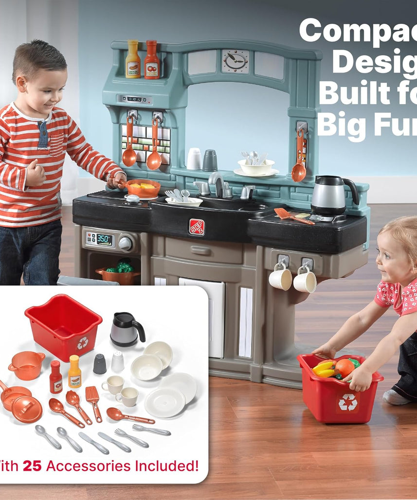 Step2 Best Chefs Kitchen Refresh, Interactive Roleplay Kitchen Set with Lights Sounds Accessories, Pretend Cooking Toy for Kids Boys and Girls Age 2 to 6, Multicolor