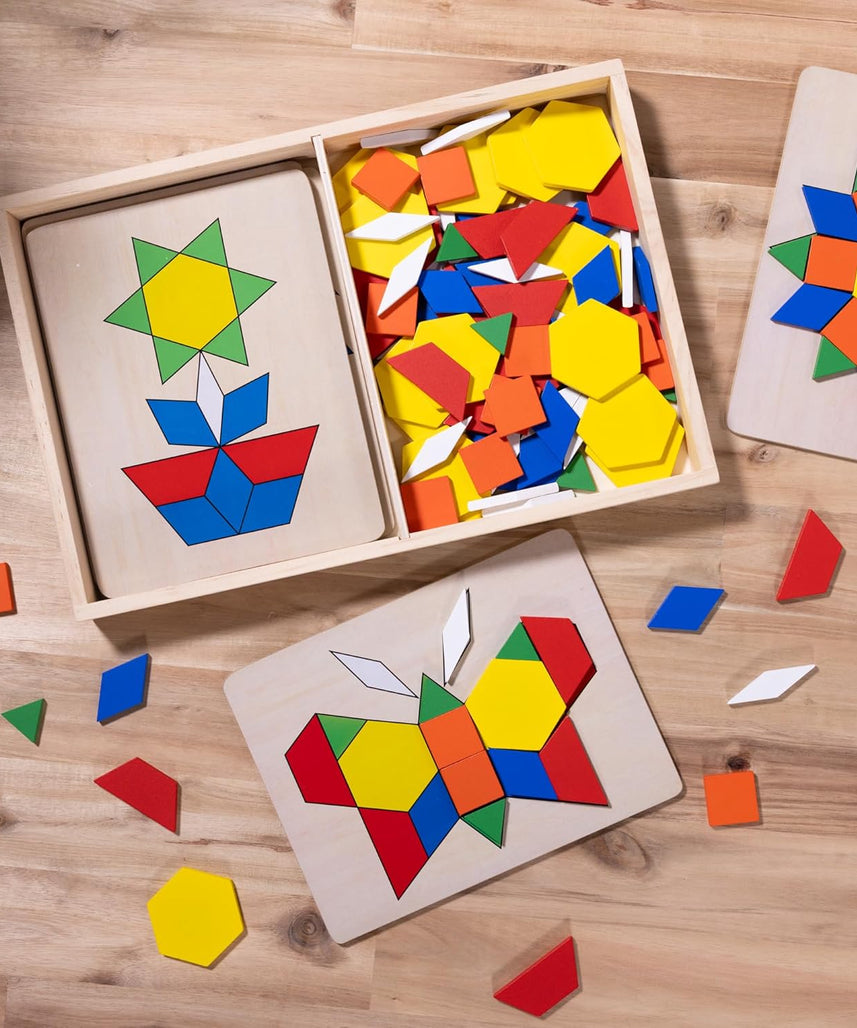 Viga Pattern Board & Block, 120 Piece Geometric Block Puzzle, Montessori Wooden Toy, Develops Sensory, Cognitive & Fine Motor Skills, Non-Toxic & Eco-friendly Kids Educational Toy, 3Y+