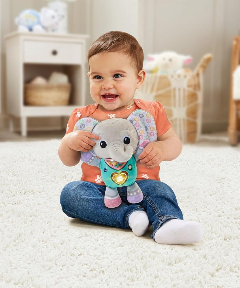 VTech Baby Cuddle & Sing Elephant Interactive Toy with Lights, Numbers & Songs, Beads and Rattle Textures, Gifts for Babies 3-6-9 Months + English Version