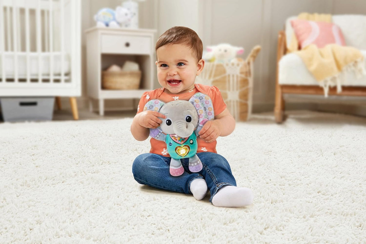 VTech Baby Cuddle & Sing Elephant Interactive Toy with Lights, Numbers & Songs, Beads and Rattle Textures, Gifts for Babies 3-6-9 Months + English Version