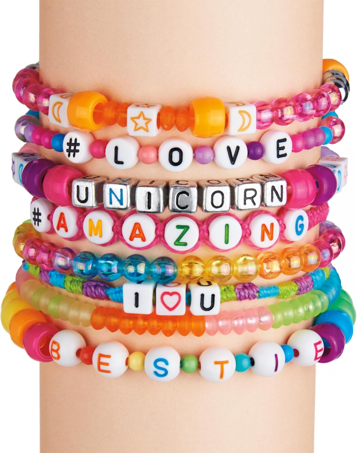 Cra-Z-Art Shimmer N Sparkle ABC Bead Bracelet Kit with 700+ Alphabet & Fashion Beads, Cords, Charms for Girls & DIY Jewelry Craft Set for Kids- Create Personalized Name Bracelets & Accessories