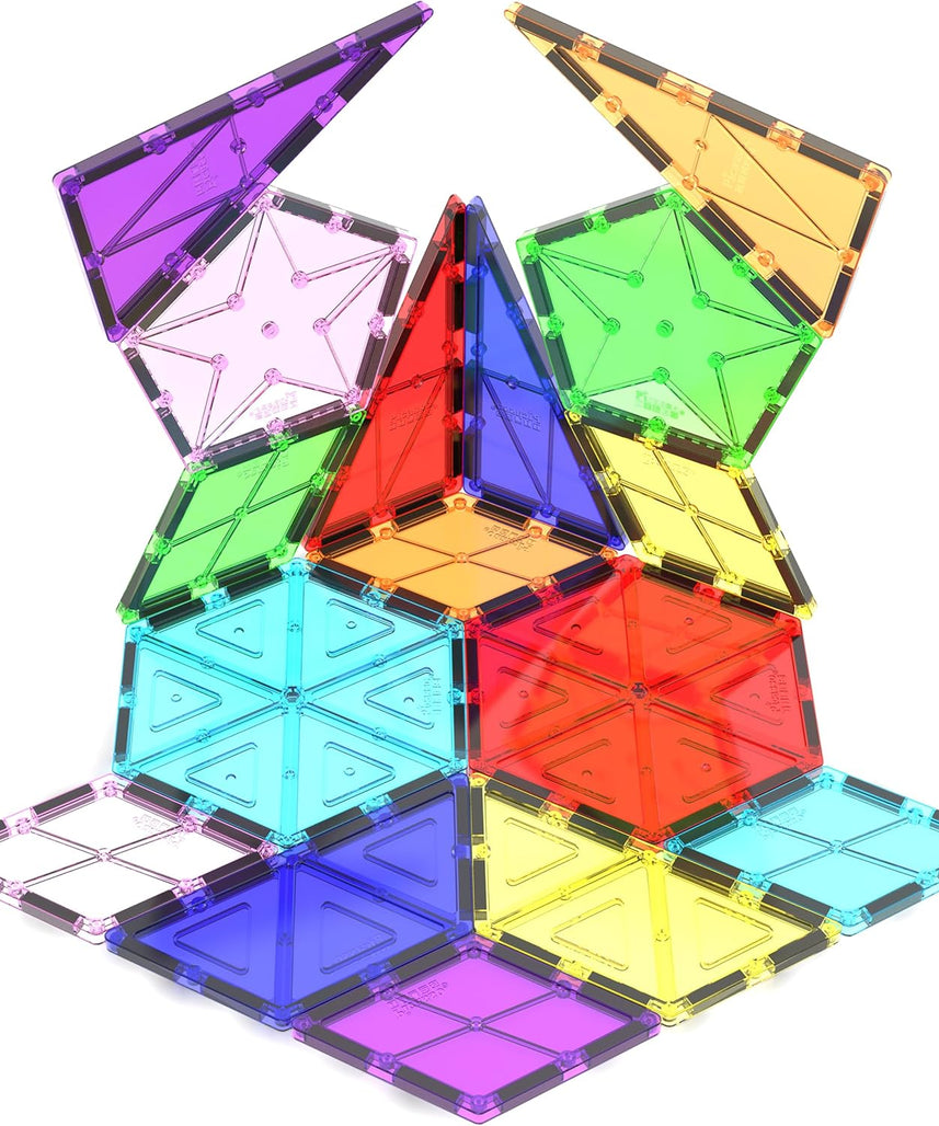 PicassoTiles 16 Piece Magnetic Building Block Set Geometry Shape Magnet Tiles Construction Toy STEM Learning Kit Educational Playset Playboard Pretend Play Stacking Blocks Child Brain Development PT16