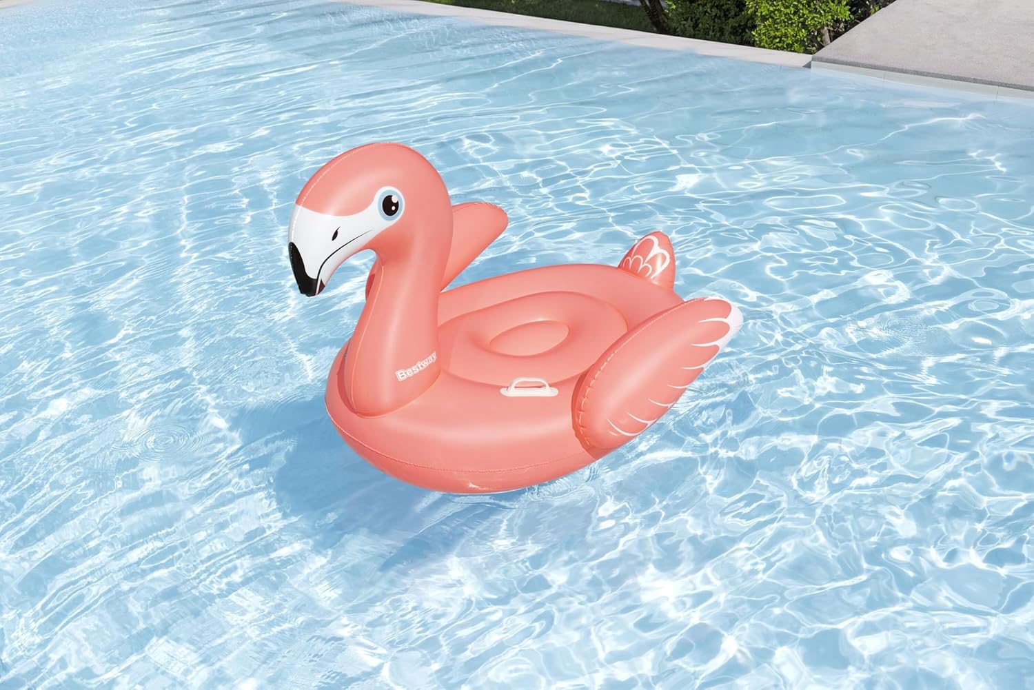 Bestway Rider Fancy Flamingo 138X107cm, Outdoor & Indoor Relaxation & Play, Pool Ride-On Floats, Vivid Bright Graphics, Heavy-duty Handles, Water Play, Easy to Inflate & Deflate