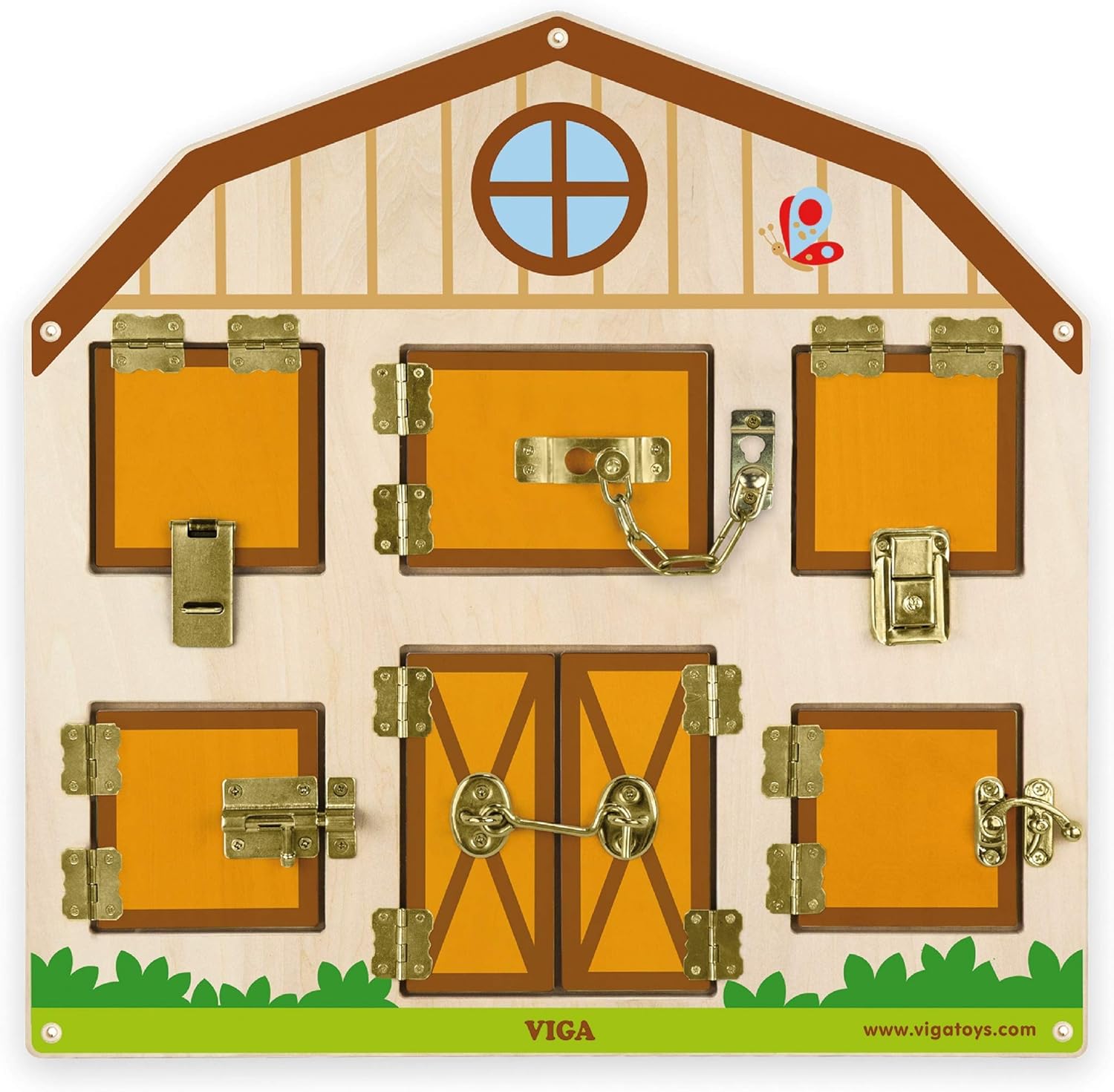 لعبة فيجا للحائط قابلة للقفل والفتح، لوحة حسية خشبية من مونتيسوري، تُنمي المهارات الحركية الدقيقة وحل المشكلات، صديقة للبيئة وغير سامة، متينة، تُثبت على الحائط للأطفال الصغار من عمر 18 شهرًا فما فوق