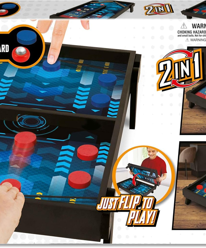 Ambassador 2 in 1 Sling Hockey and Rebound Shuffleboard Game for Kids 6+ Years, 2 Player Tabletop Action Game
