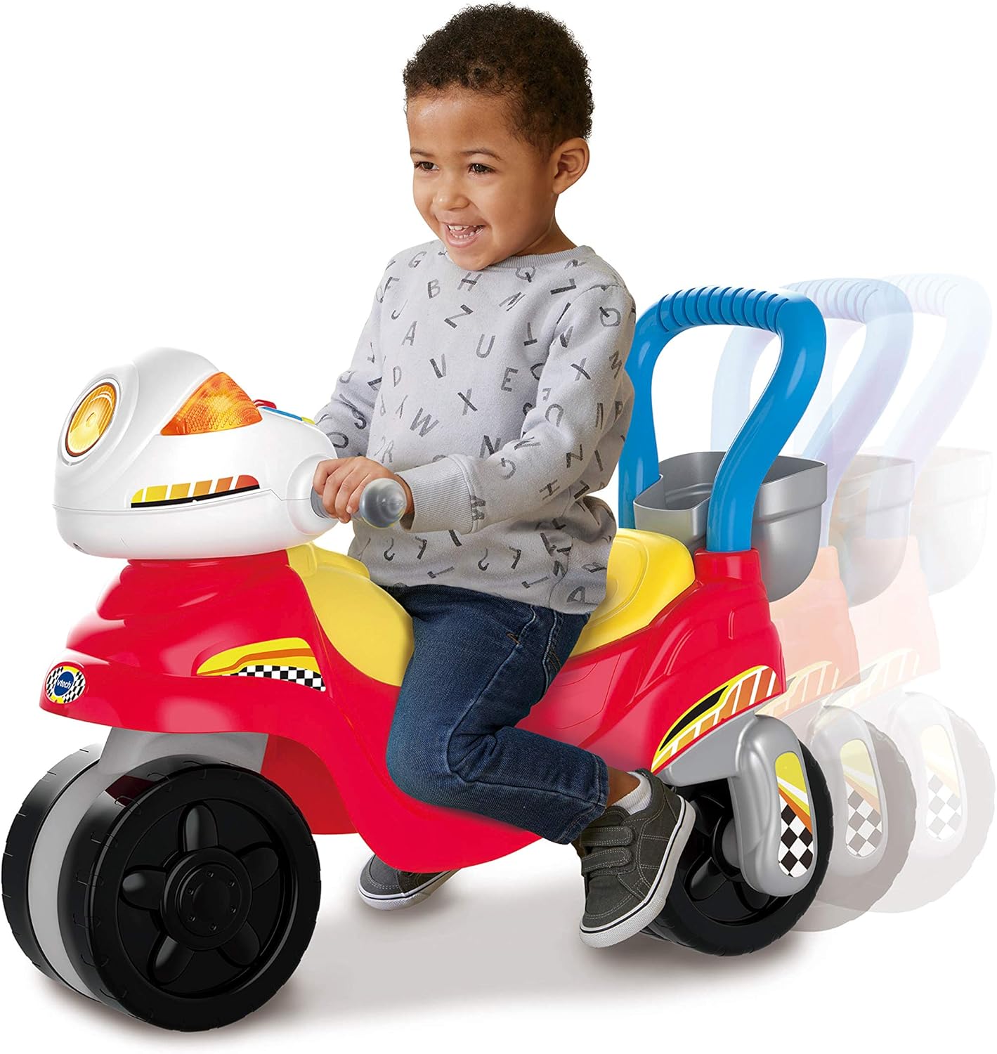 VTech 3-In-1 Ride with Me Motorbike, Baby Walker for Toddlers, Interactive Toy for Sensory Play, Educational Learning Games with Music, Ride On Toys for Role-Play, Suitable for 12 Months +