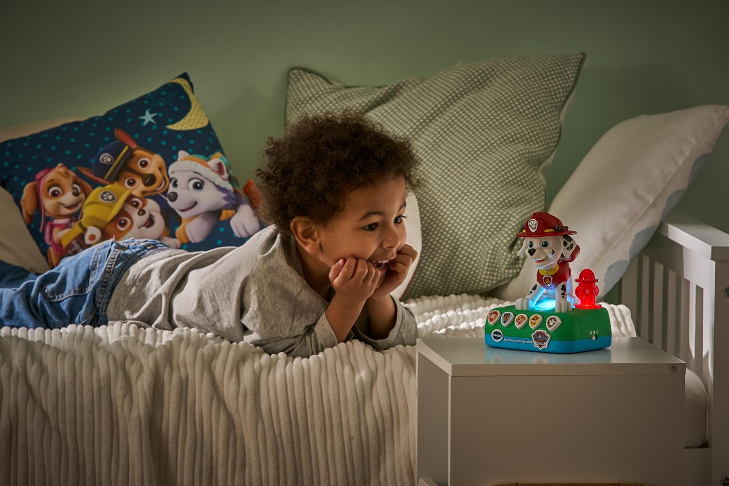 VTech PAW Patrol Storytime With Marshall, Interactive Storytelling Toy, 4 Engaging Stories, Music and Sounds, Night Light and Sleep Timer, Imaginative Screen-Free Play, Gift for Kids Ages 3-5 Plus, English Version