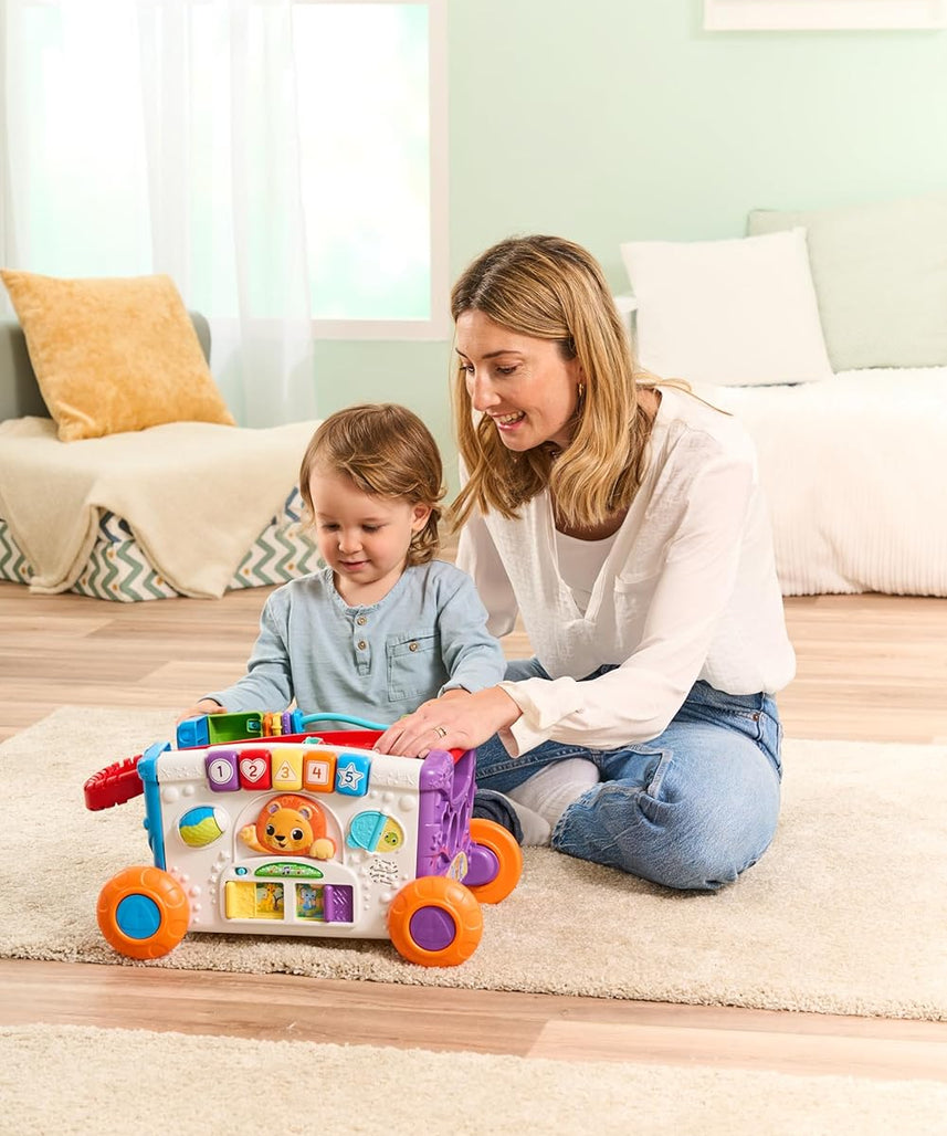 VTech Sort & Discover Activity Wagon Toddler Pull Along Learning Toy with Light-Up Panel Shape Sorter and Gears Multicolour 12m+