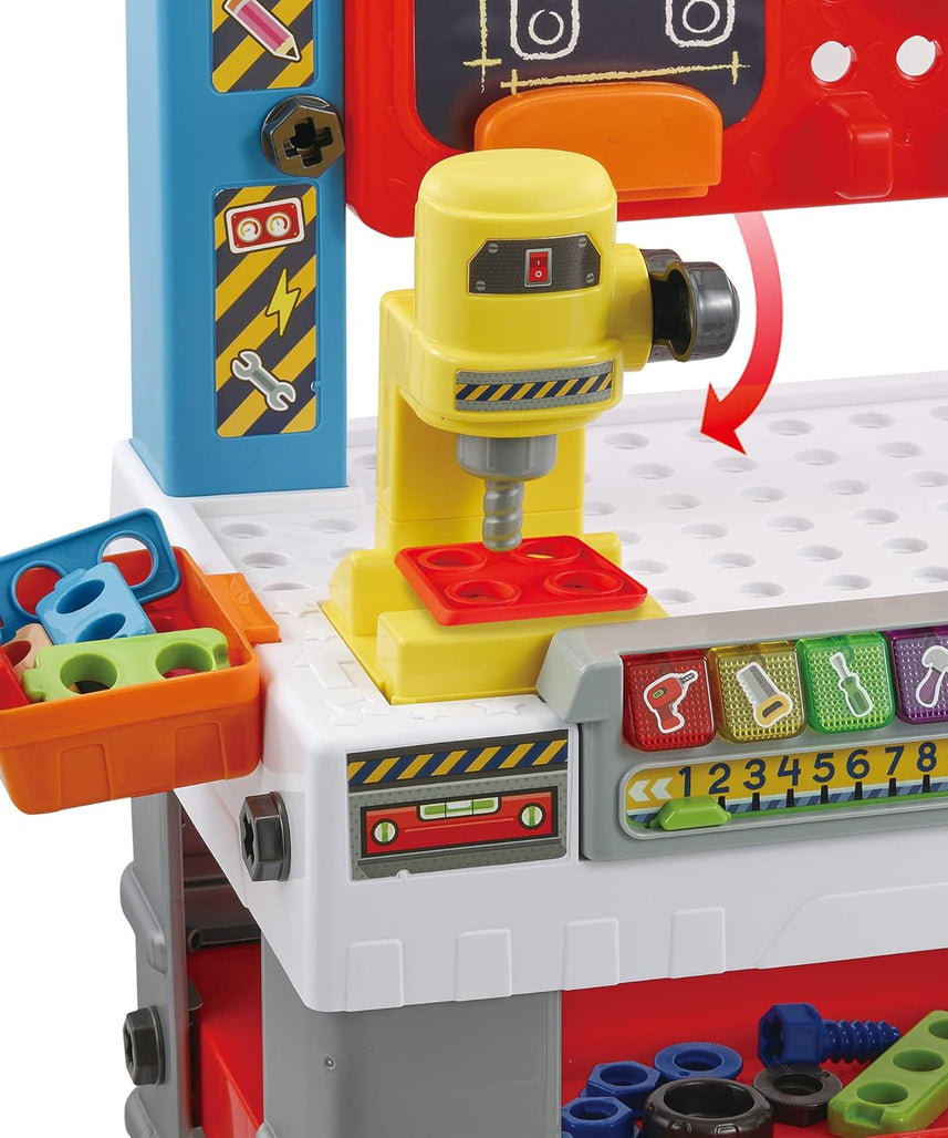 VTech My Busy Workbench, Interactive Toddler Toy, Pretend Play Tools, 100+ Pieces, Lights, Music & Sounds, Kids Gifts 3, 4, 5 + Years, English Version