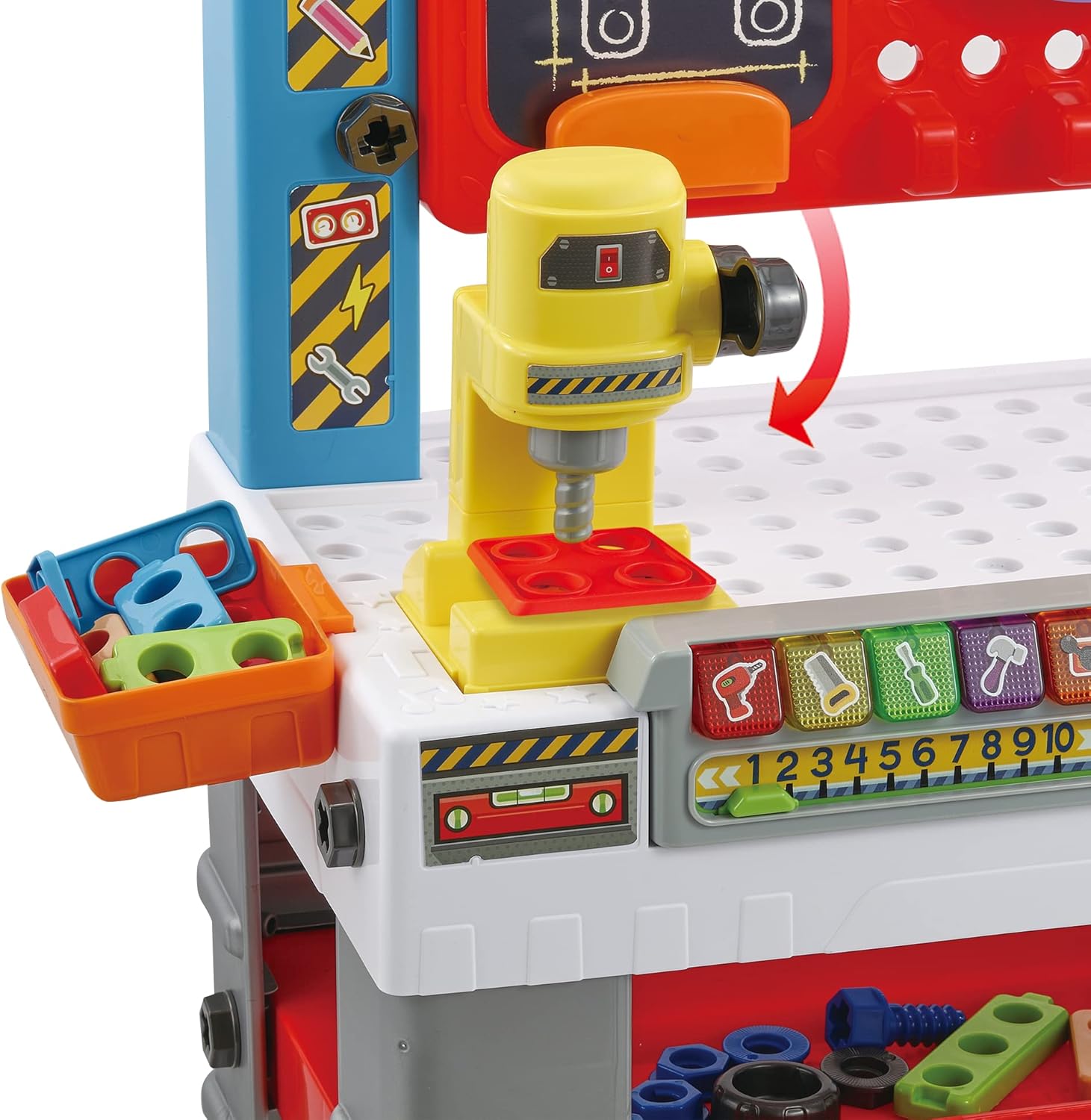 VTech My Busy Workbench, Interactive Toddler Toy, Pretend Play Tools, 100+ Pieces, Lights, Music & Sounds, Kids Gifts 3, 4, 5 + Years, English Version