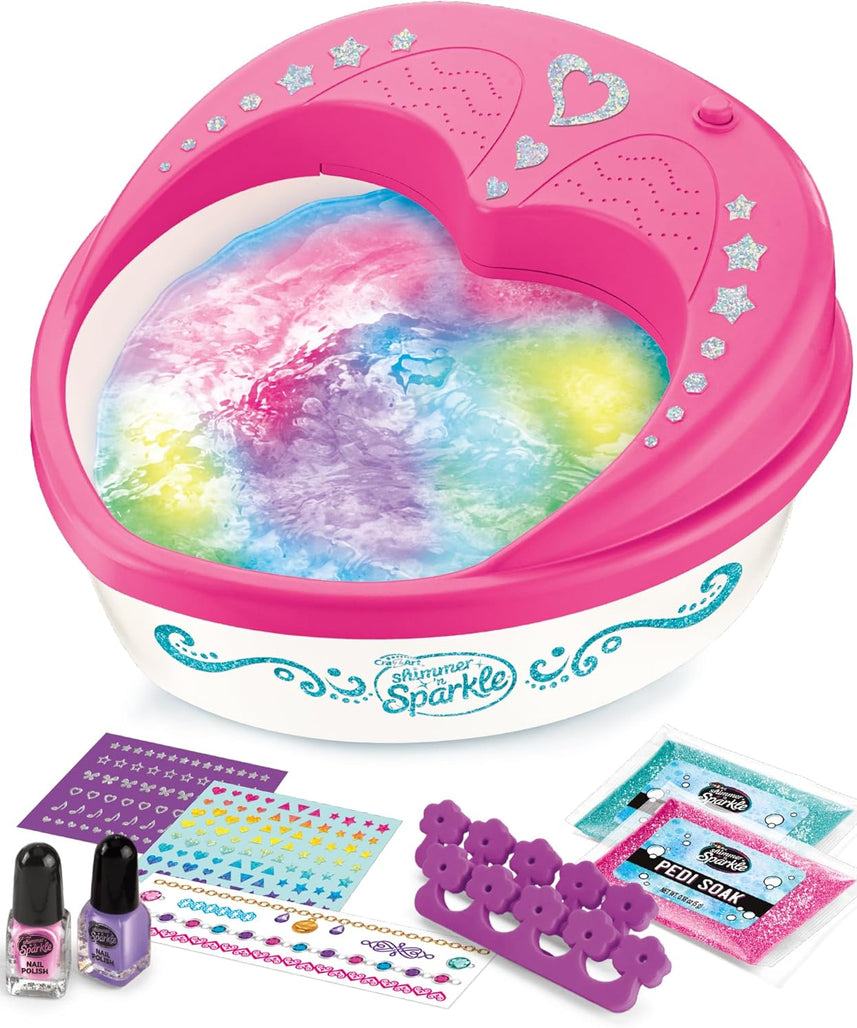 Shimmer N Sparkle Light Up 5-in-1 Light-Up Super Spa Salon, At-Home Pedicure Kit with Color-Changing Light Effects, Salon-Style Foot Spa for Kids & Adults