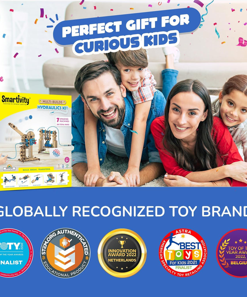 Smartivity 7 in 1 Multi-Builds Hydraulic Kit STEM DIY Fun Toy for Kids 6 to 12, Best Birthday Gift Toy for Boys & Girls Age 6-8-10-12, Science Toy, Educational Based Activity Game, Made in India