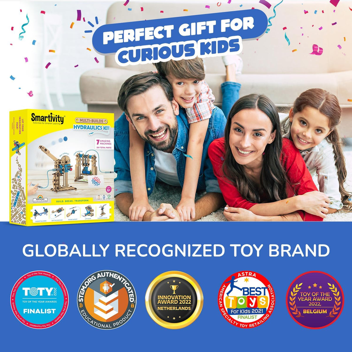 Smartivity 7 in 1 Multi-Builds Hydraulic Kit STEM DIY Fun Toy for Kids 6 to 12, Best Birthday Gift Toy for Boys & Girls Age 6-8-10-12, Science Toy, Educational Based Activity Game, Made in India