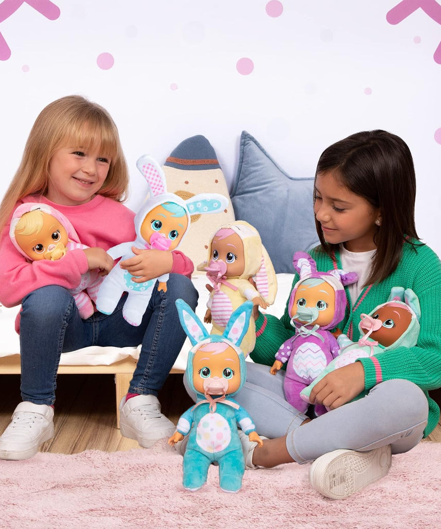 Cry Babies Tiny Cuddles Bunnies Honey - 9 inch Baby Doll, Cries Real Tears, White Bunny Themed Pajamas