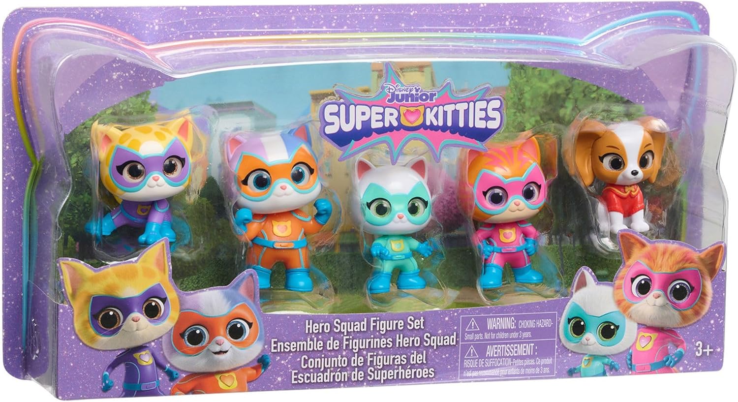 Disney Junior SuperKitties Hero Squad 5-Piece Figure Set by Just Play, Kids Toys for Ages 3+
