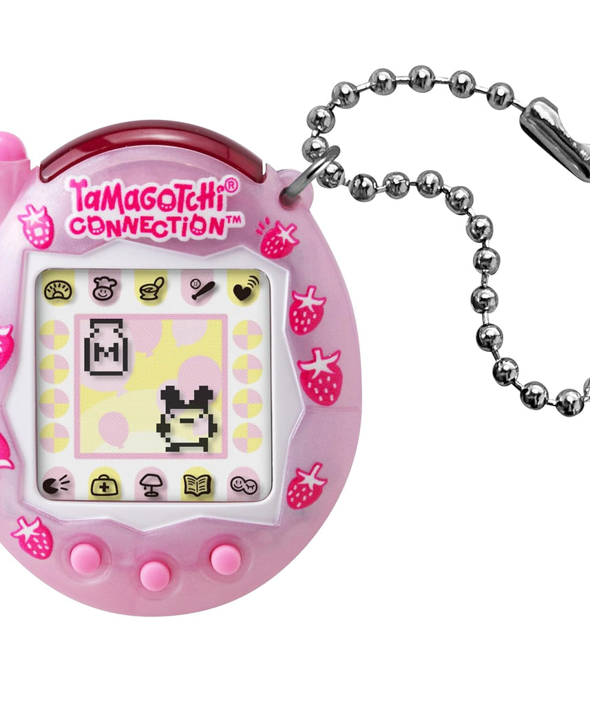 Tamagotchi Connection Strawberry Pearl Milk|Tamagotchi Original Cyber Pet 90s Adults and Kids Toy with Chain | Retro Virtual Pets are Great Boys and Girls Toys or Gifts for Ages 6+