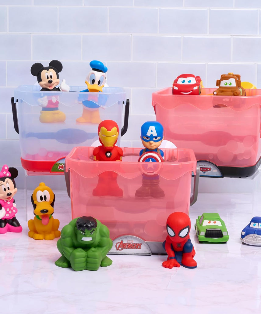 Disney Toy Story Bath Caddy, 6-pieces, 5 Bath Toy Figures Sealed for Safety, Attaches to Wall, Bath Toy for Fans, Girls, Boys, Kids, Ages 3 and Up
