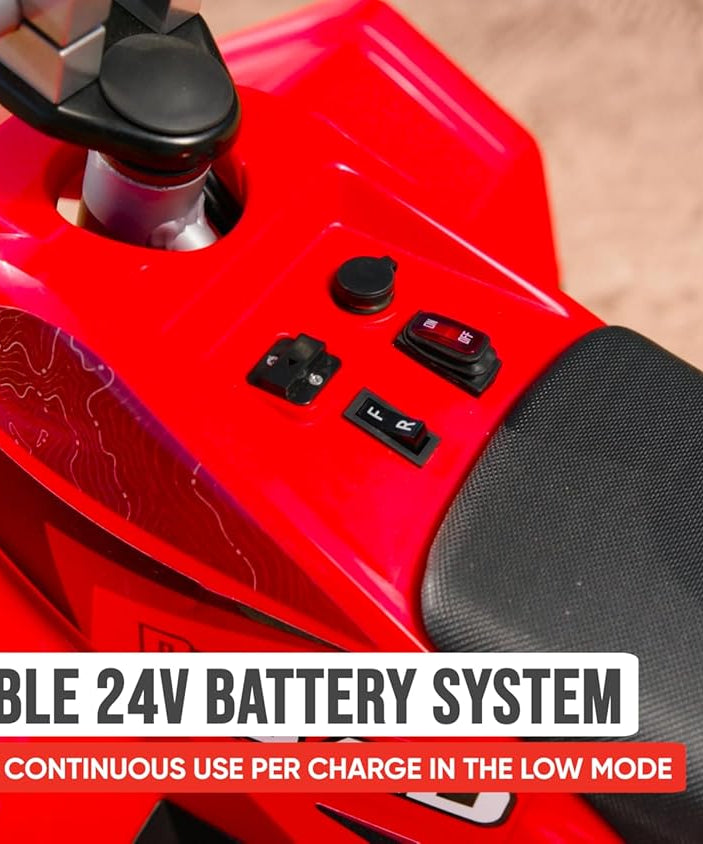 Razor Dirt Quad Electric 4-Wheeler, Red, 24V Battery Powered Kids Quad Bike, Speed Up to 8 mph (13 km/h), Forward and Reverse, Pneumatic Tires, Up to 80 Minutes Ride Time, Ages 8+