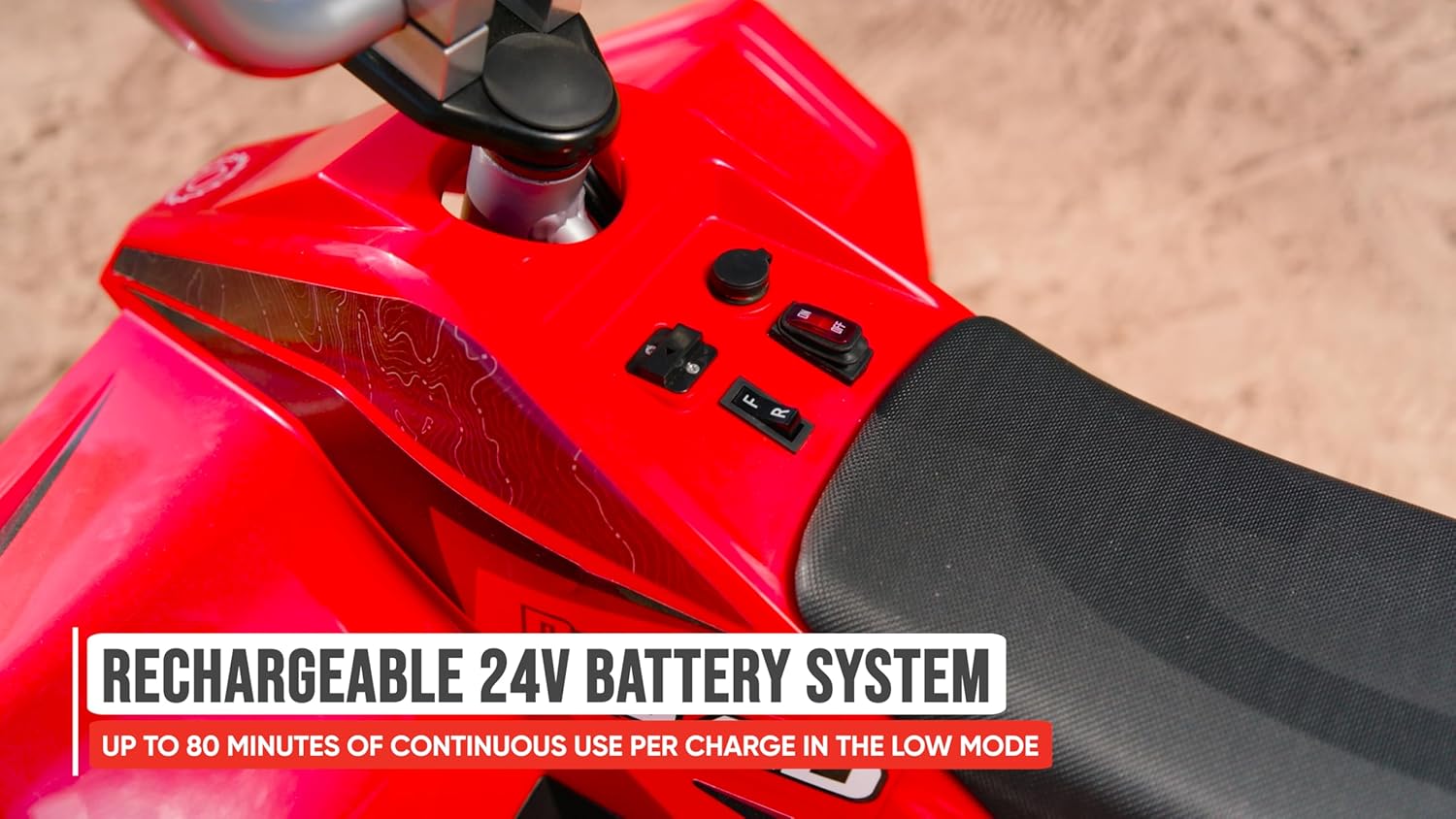 Razor Dirt Quad Electric 4-Wheeler, Red, 24V Battery Powered Kids Quad Bike, Speed Up to 8 mph (13 km/h), Forward and Reverse, Pneumatic Tires, Up to 80 Minutes Ride Time, Ages 8+