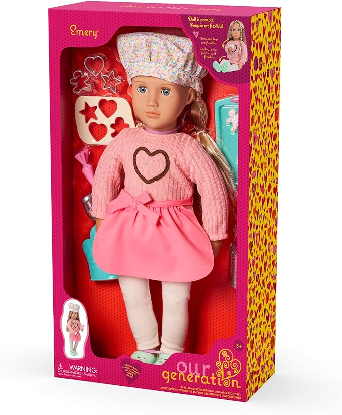 Our Generation Deluxe Baking Doll w/o Book, Emery, Premium Quality Toy for Kids