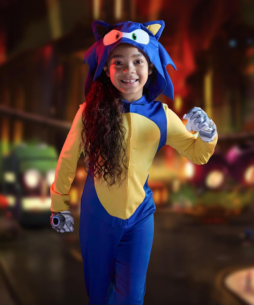 Disguise Sonic Costume for Kids, Official Sonic Prime Costume and Headpiece, Size (4-6)