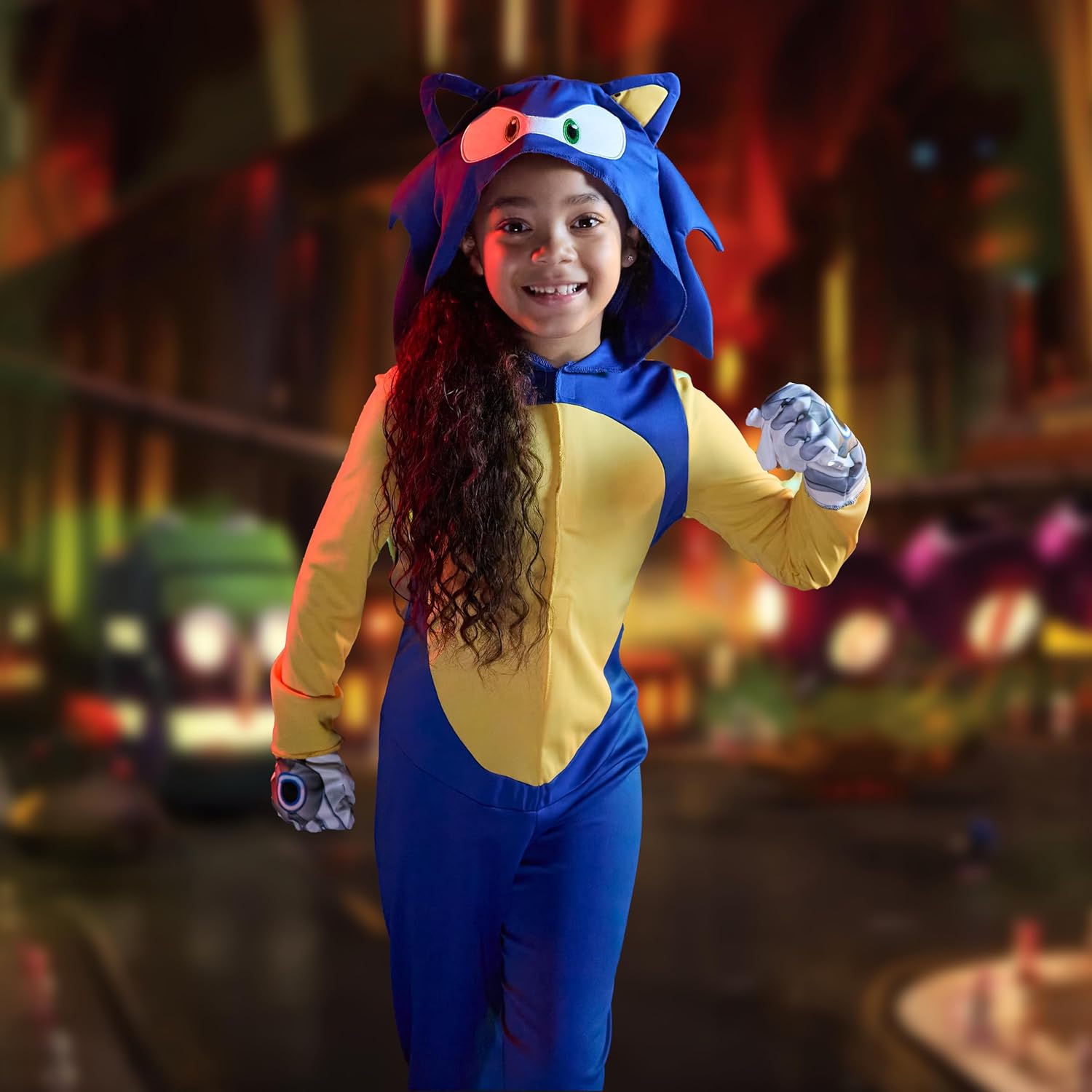 Disguise Sonic Costume for Kids, Official Sonic Prime Costume and Headpiece, Size (4-6)