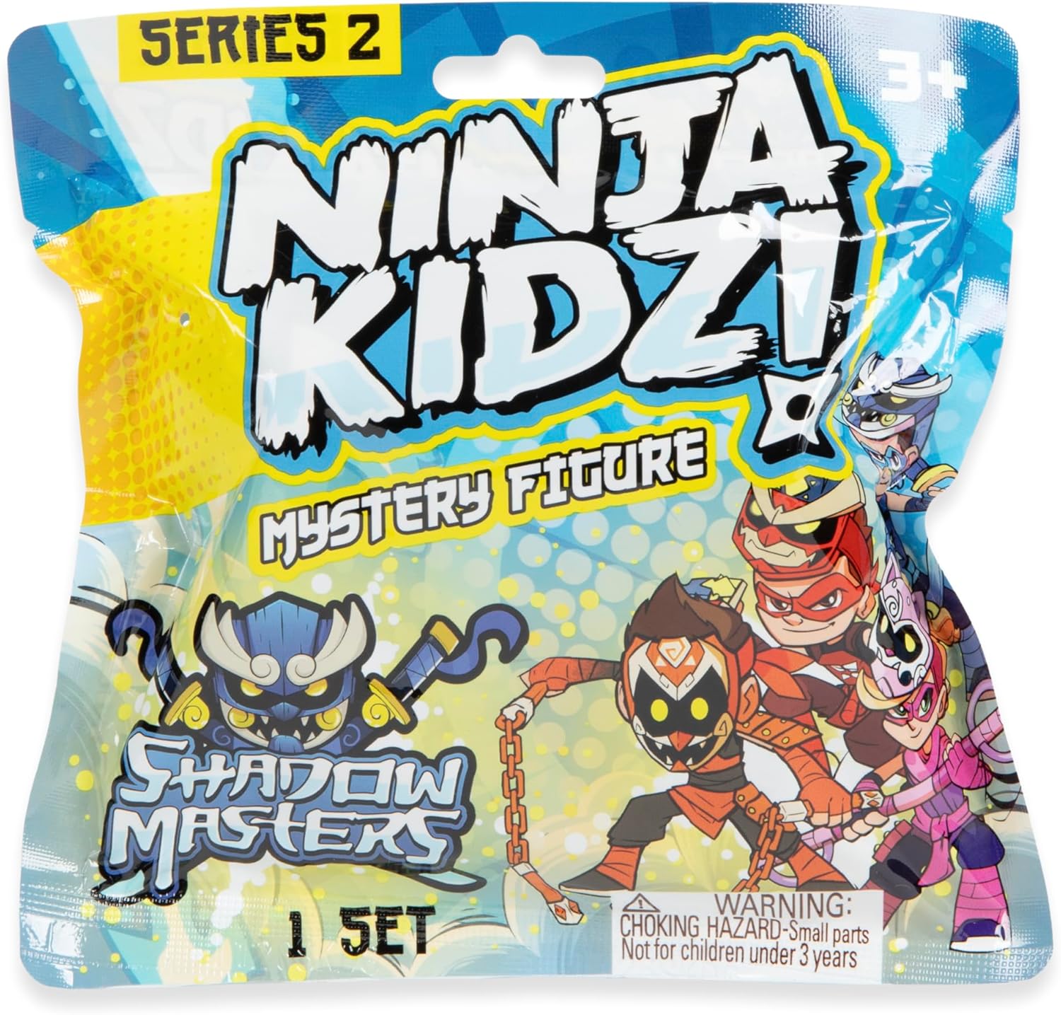 Ninja Kidz Shadow Masters Mystery Figures Series 2, Official Surprise Blind Bag Collectible Figure with Removable Mask & Accessories